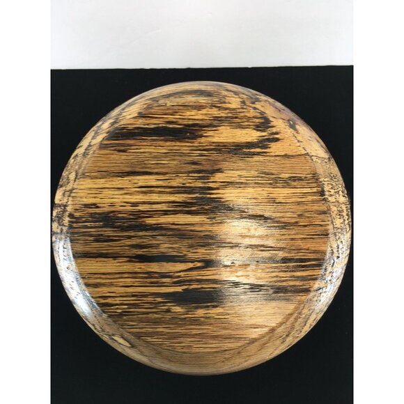 Vintage Wooden Spalted Oak Bowl Round Rustic Farmhouse Decor - Picture 6 of 8